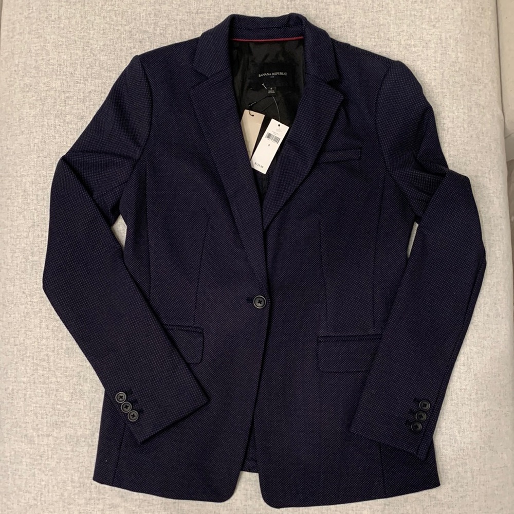 *New* Banana Republic - Navy blue dotted blazer